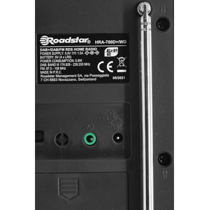 Roadstar HRA-700D+/WD - Radio con DAB+, FM y despertador 16W/230V/4xAA