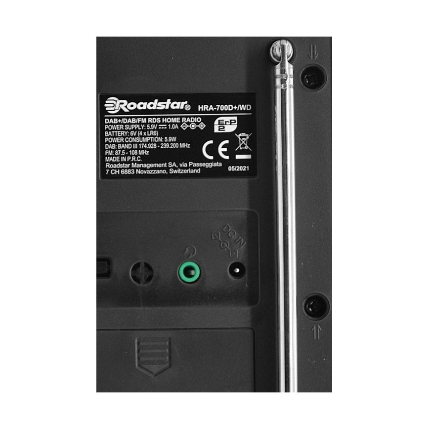 Roadstar HRA-700D+/WD - Radio con DAB+, FM y despertador 16W/230V/4xAA