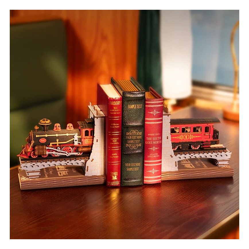RoboTime - Rompecabezas 3D Sujeta-libros Tren de vapor histórico