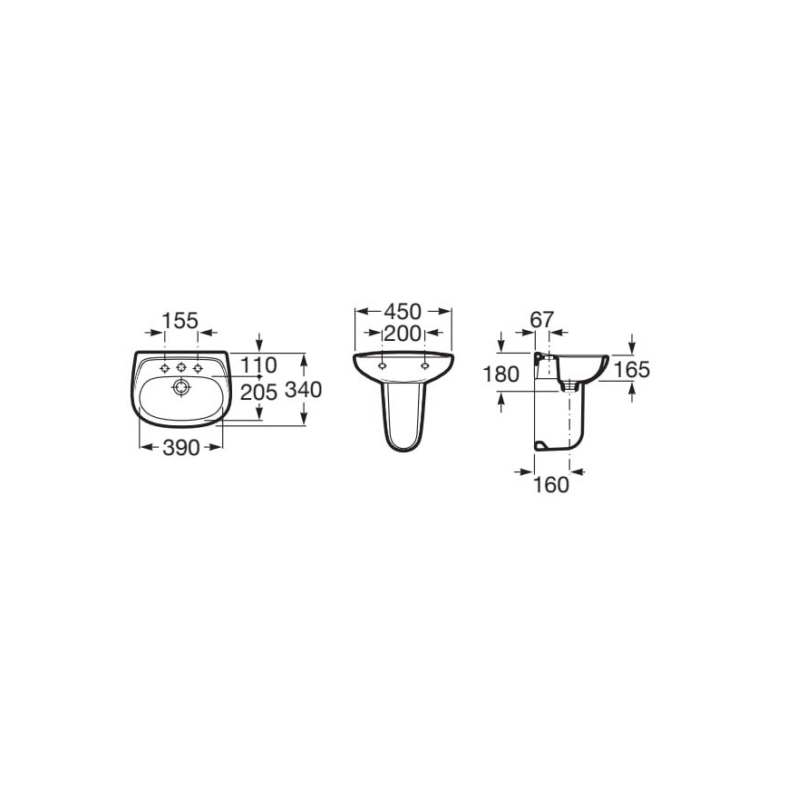 Roca A325314005 - Lavabo suspendido LAURA 45x34 cm cerámica/blanco