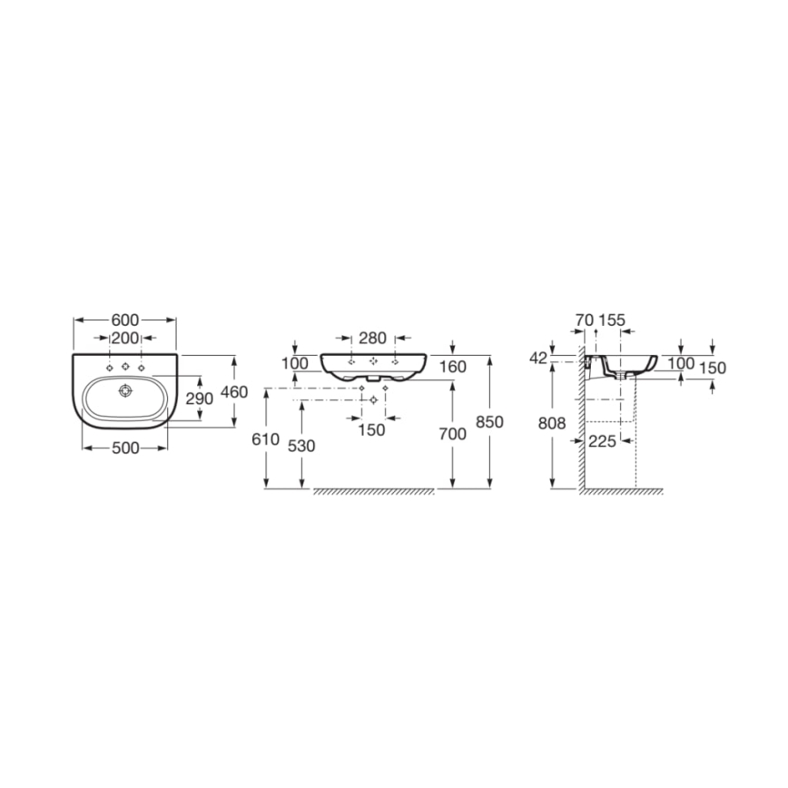 Roca A327242000 - Lavabo suspendido MERIDIAN 60x46 cm cerámica/blanco