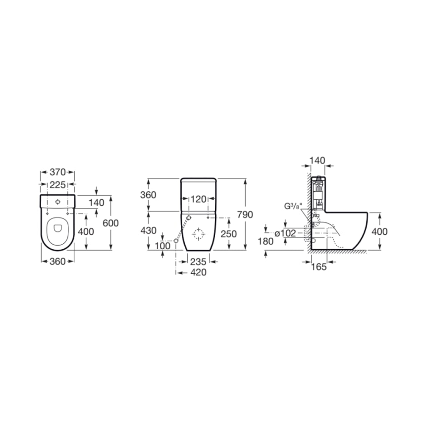 Roca A341242000 - Cisterna de descarga MERIDIAN con conexión inferior, cerámica/blanco