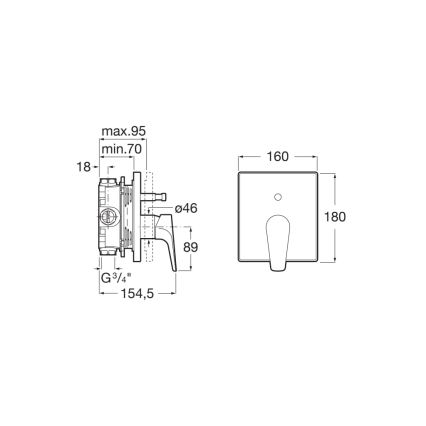Roca A5A0B90C00 - Grifo de ducha para instalación empotrada ATLAS, cromo brillante