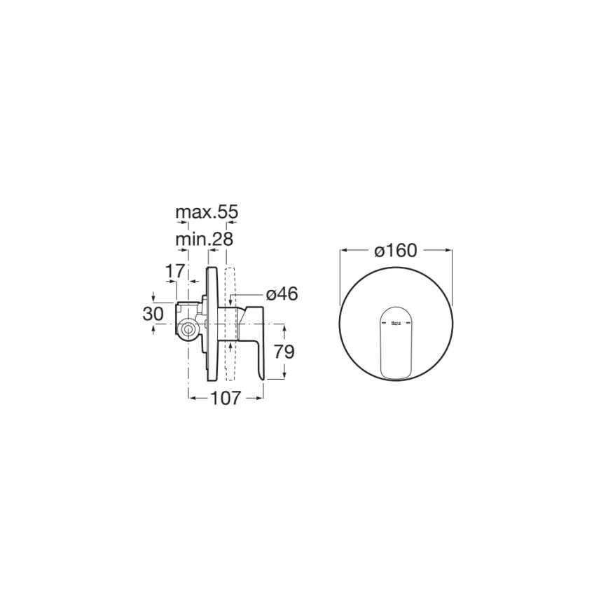 Roca A5A226EC00 - Mezclador de ducha para instalación empotrada CALA cromo brillante