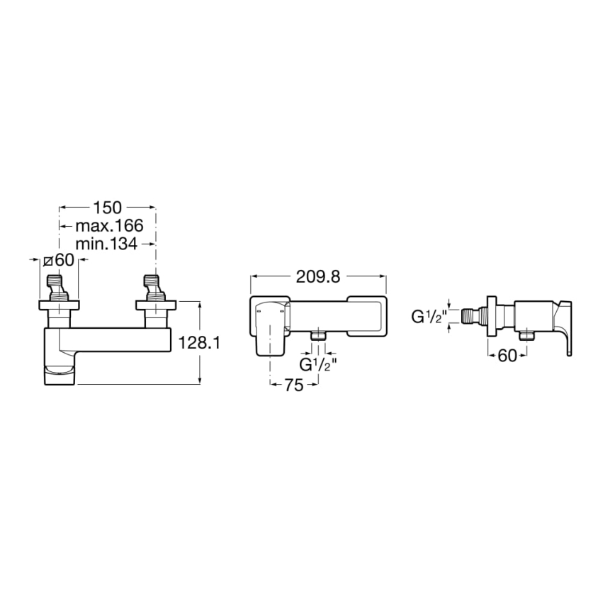 Roca A5A2D01C00 - Grifo de ducha L90 cromo brillante