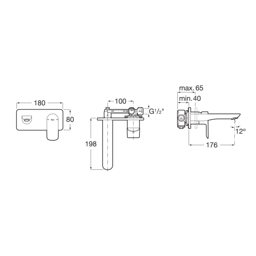 Roca A5A356EC00 - Grifo de bañera para instalación empotrada CALA, acabado cromo brillante