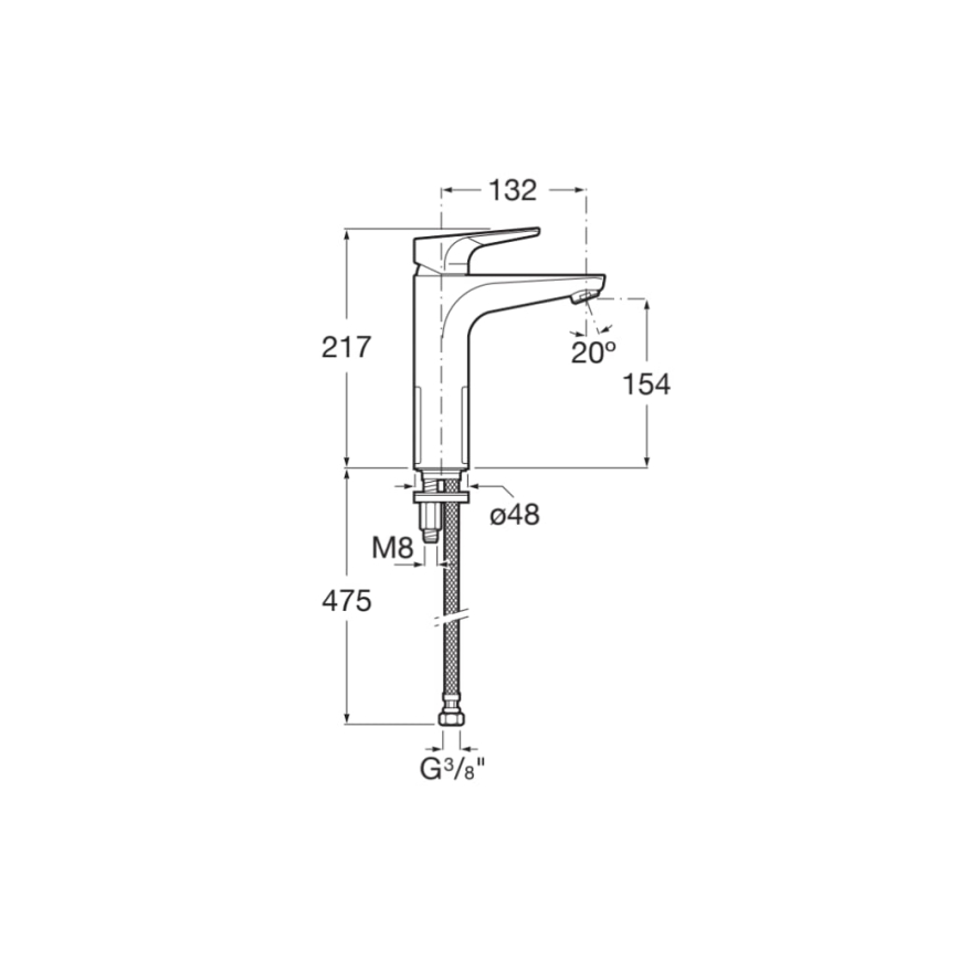 Roca A5A3D90C00 - Grifo de lavabo ATLAS 21,7 cm, cromo brillante