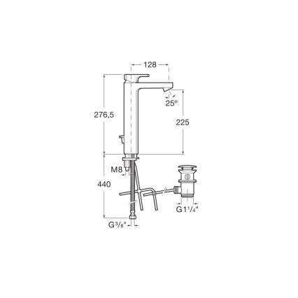 Roca A5A3G01C00 - Grifo monomando para lavabo + válvula de desagüe L90 27,6 cm, cromo brillante