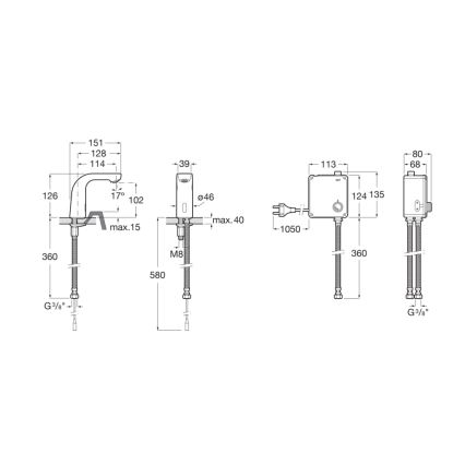 Roca A5A5309C00 - Grifo electrónico de lavabo sin contacto L20, alimentado por 4xAA, acabado cromo brillante