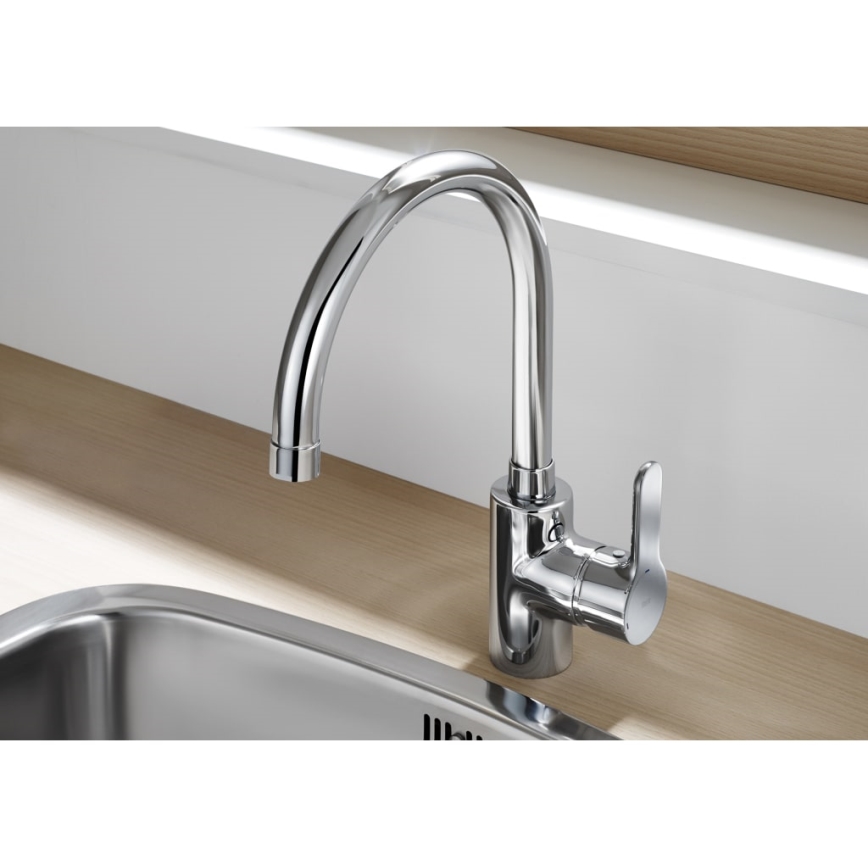 Roca A5A8409C00 - Grifo de fregadero L20 32,5 cm cromo brillante