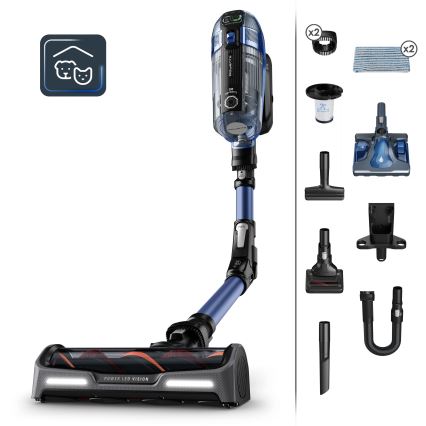Rowenta - Aspiradora escoba con mopa X-FORCE FLEX ANIMAL AQUA AUTO 3 en 1 480W/32,4V 2500 mAh azul