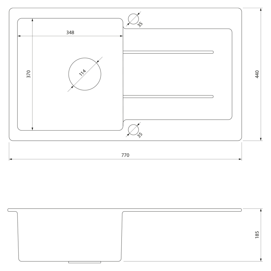 Samona - Fregadero de cocina SAMONA 77x44 cm granito/gris