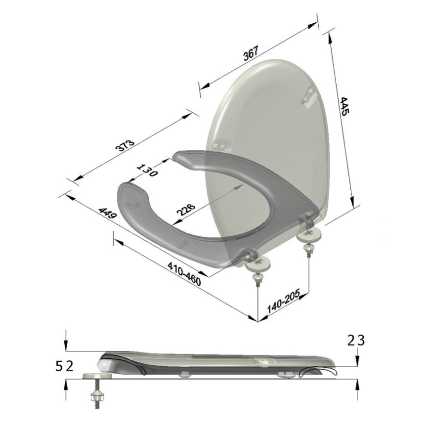 Sapho - Asiento de inodoro para personas con discapacidad blanco/duroplástico