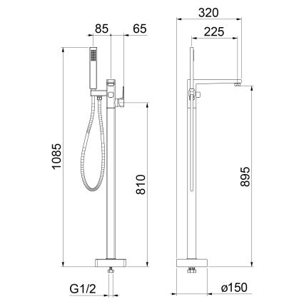 Sapho - Conjunto para bañera exenta con grifo TURSI, acabado negro mate