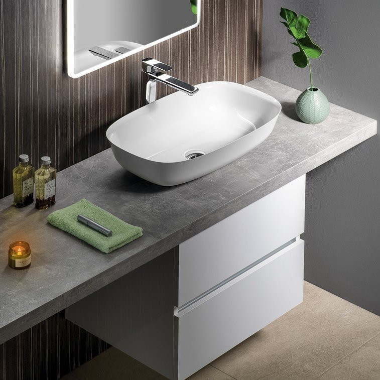 Sapho - Encimera para lavabo AVICE 150x49,5 cm gris/cemento