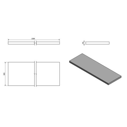 Sapho - Encimera para lavabo AVICE 150x49,5 cm gris/cemento