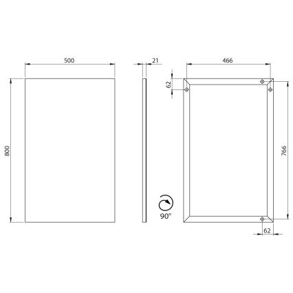 Sapho - Espejo con marco AROWANA 50x80 negro mate