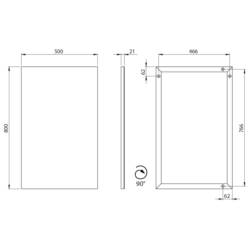 Sapho - Espejo con marco AROWANA 50x80 negro mate