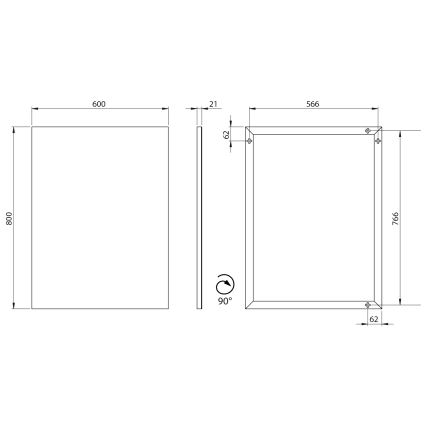 Sapho - Espejo con marco AROWANA 60x80 cm negro mate