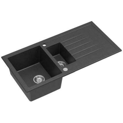 Sapho - Fregadero de cocina 100x50 cm granito/negro