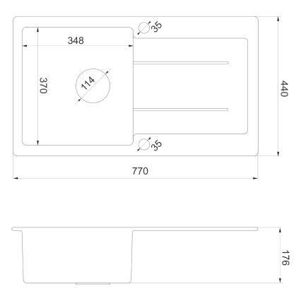 Sapho - Fregadero de cocina 77x44 cm granito/beige