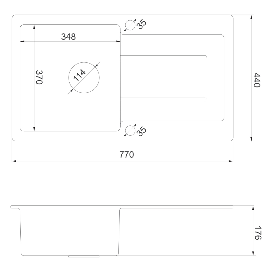 Sapho - Fregadero de cocina 77x44 cm granito/beige
