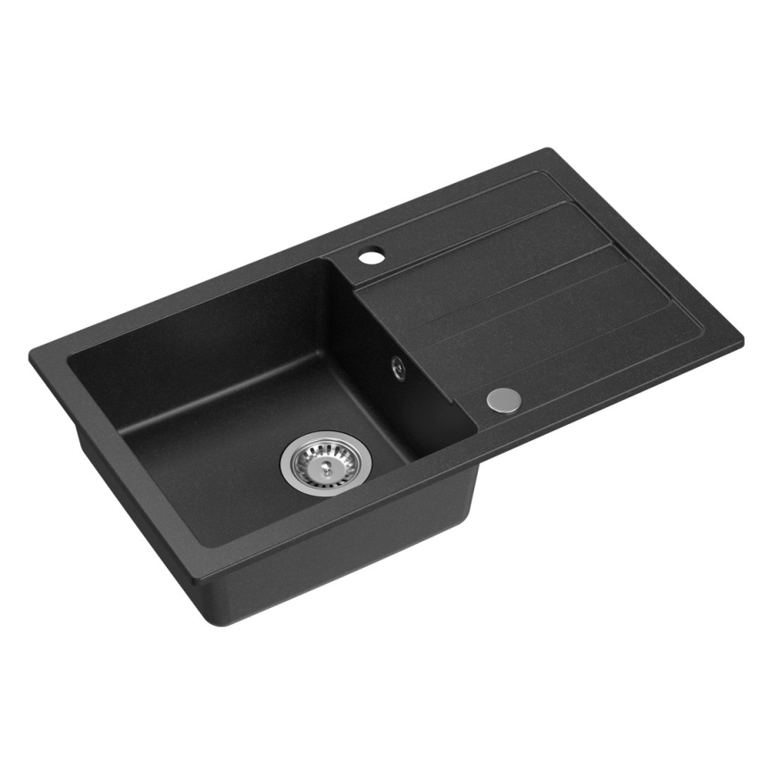 Sapho - Fregadero de cocina 77x44 cm granito/negro