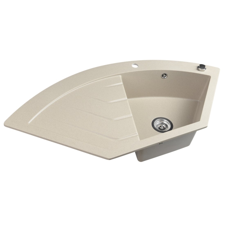 Sapho - Fregadero de cocina de esquina 114x57,5 cm granito/beige