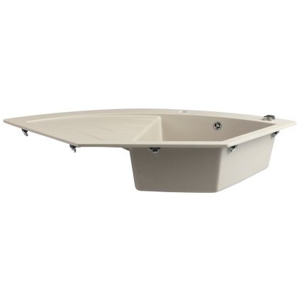 Sapho - Fregadero de cocina de esquina 114x57,5 cm granito/beige
