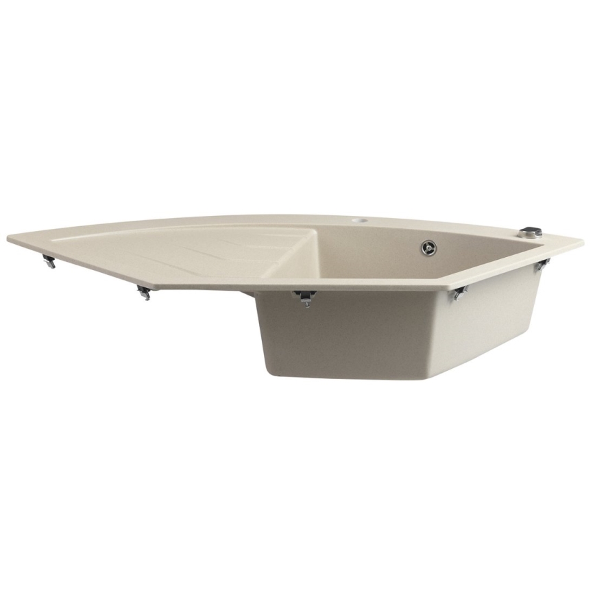 Sapho - Fregadero de cocina de esquina 114x57,5 cm granito/beige