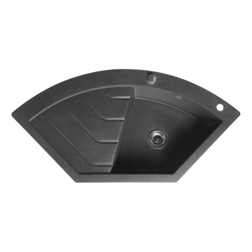 Sapho - Fregadero de cocina en esquina 114 x 57,5 cm, granito/negro
