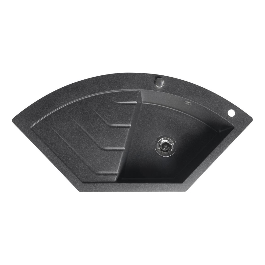 Sapho - Fregadero de cocina en esquina 114 x 57,5 cm, granito/negro
