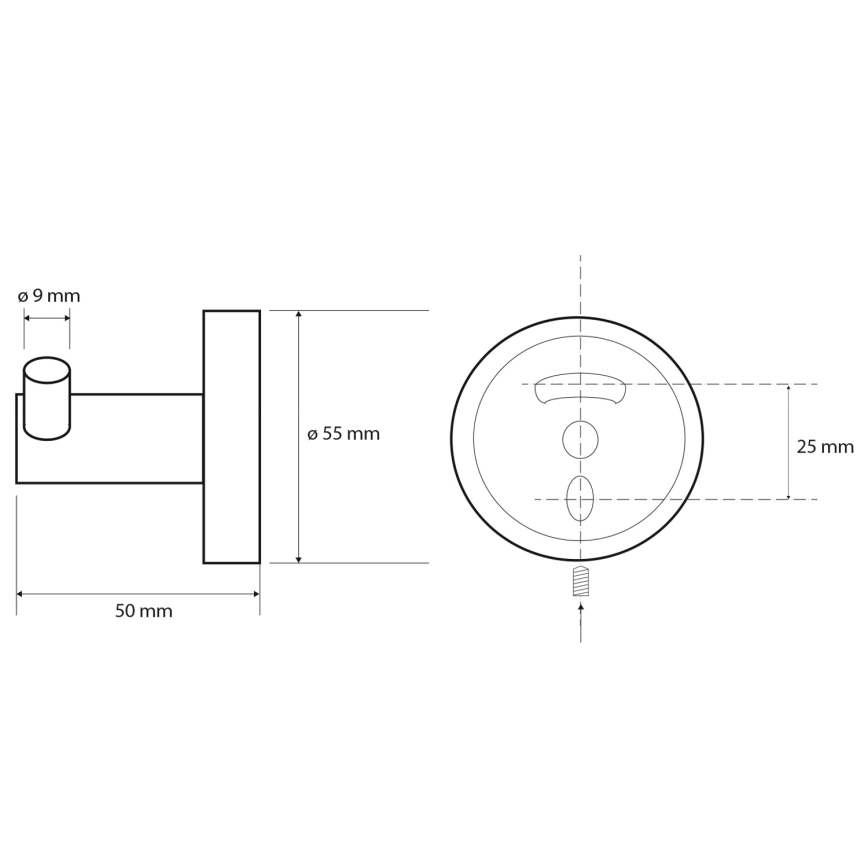 Sapho - Gancho de pared doble X-ROUND 5x5,5 cm negro