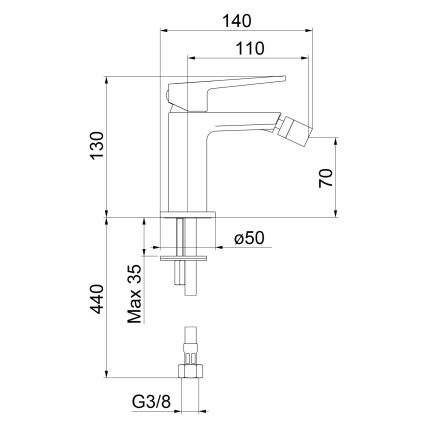 Sapho - Grifo de bidé TURSI cromo brillante
