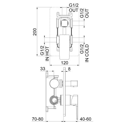 Sapho - Grifo de ducha empotrado TURSI negro mate