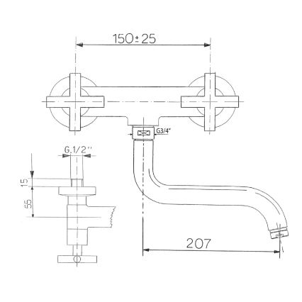 Sapho - Grifo de fregadero AXIA cromo brillante
