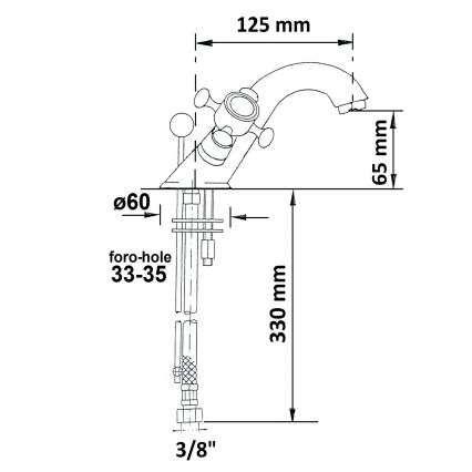 Sapho - Grifo de lavabo ANTEA con válvula de desagüe, dorado