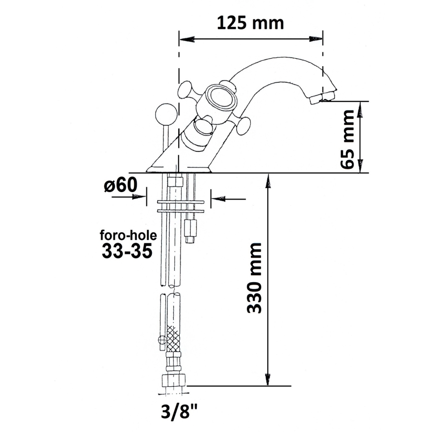 Sapho - Grifo de lavabo ANTEA con válvula de desagüe, dorado