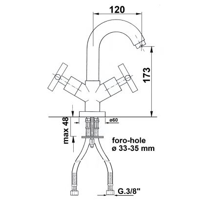Sapho - Grifo de lavabo AXIA, cromo brillante