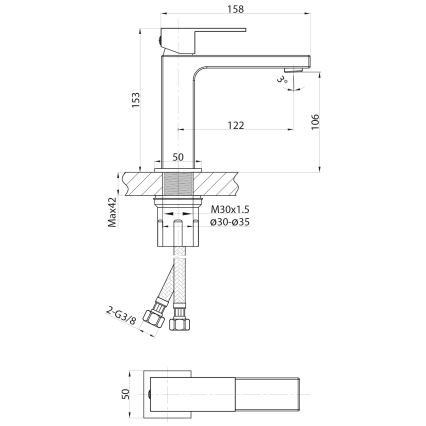 Sapho - Grifo de lavabo CUBEMIX 15 cm oro mate