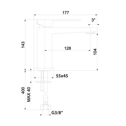 Sapho - Grifo de lavabo LATUS 14 cm negro mate