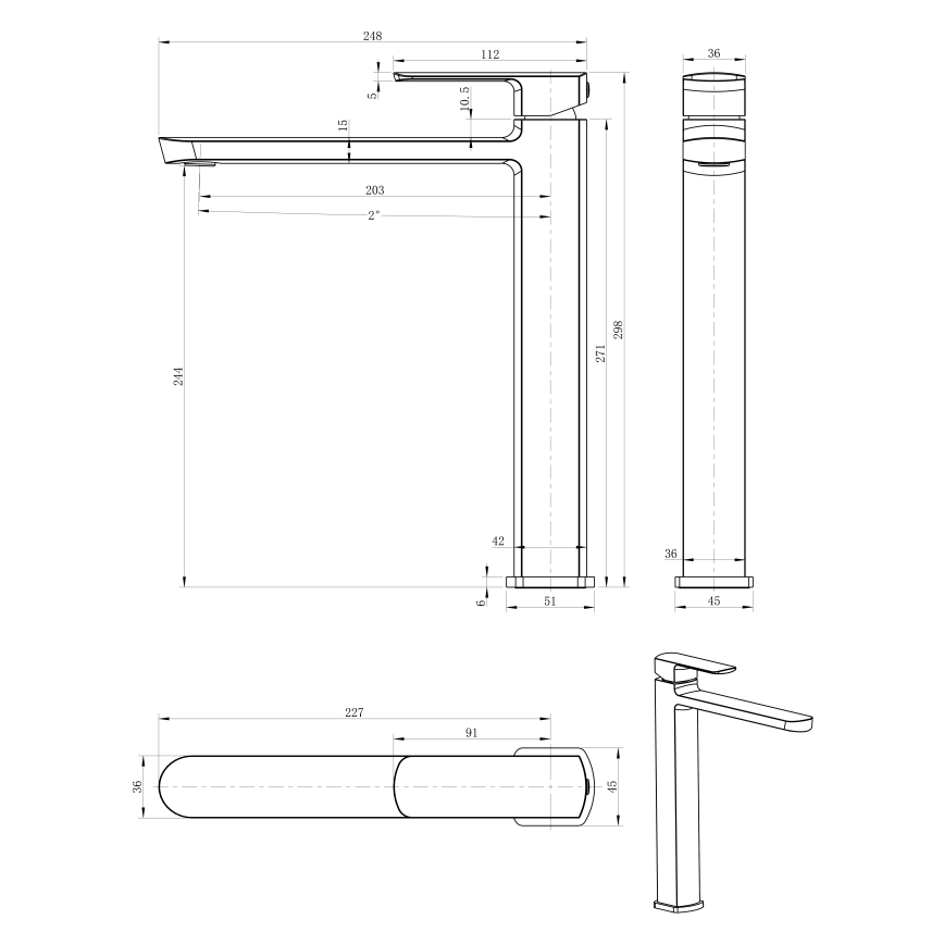 Sapho - Grifo de lavabo MIXONA, 29,8 cm, cromo brillante