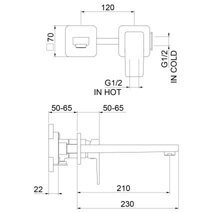 Sapho - Grifo de lavabo para instalación de 2 orificios TURSI negro mate