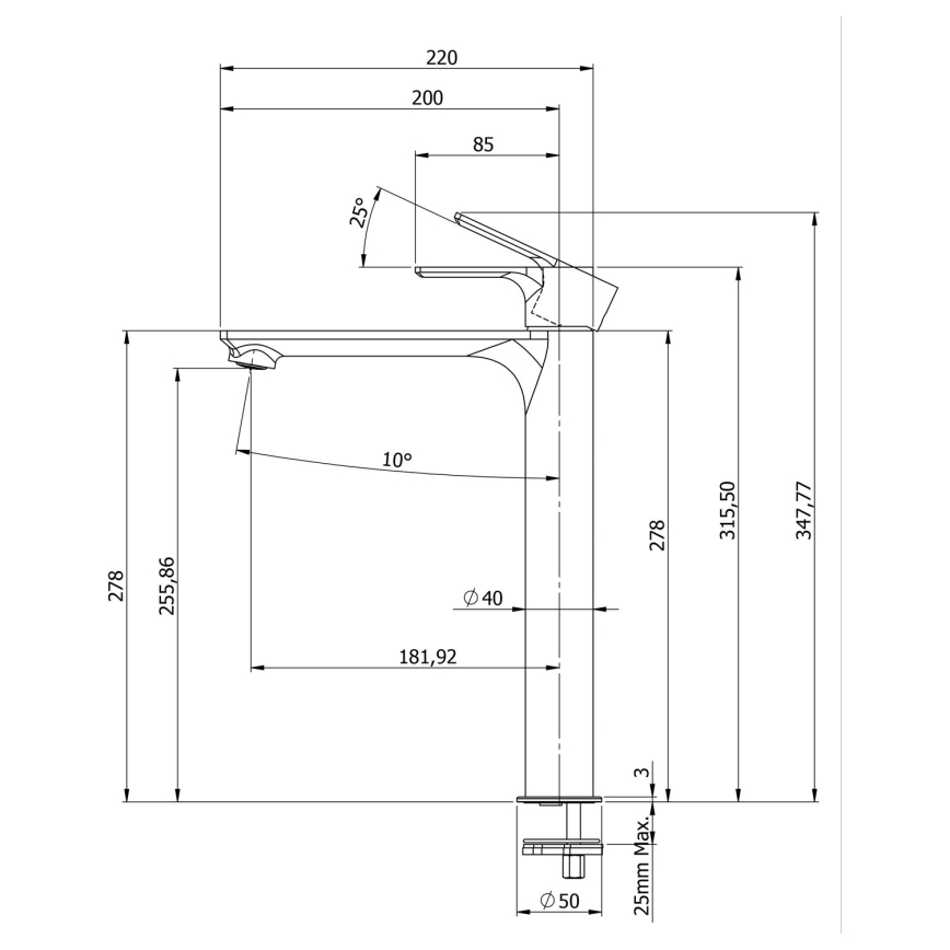 Sapho - Grifo de lavabo PAX 31,5 cm mate negro