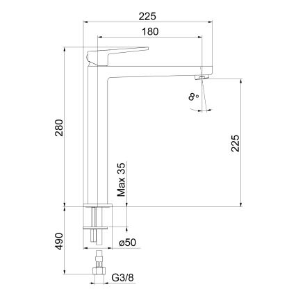 Sapho - Grifo de lavabo TURSI 28 cm negro mate