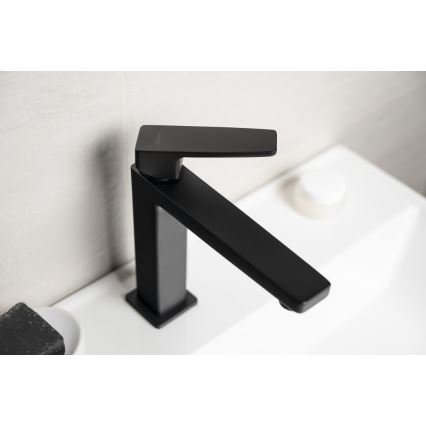 Sapho - Grifo de lavabo TURSI de 19 cm, negro mate