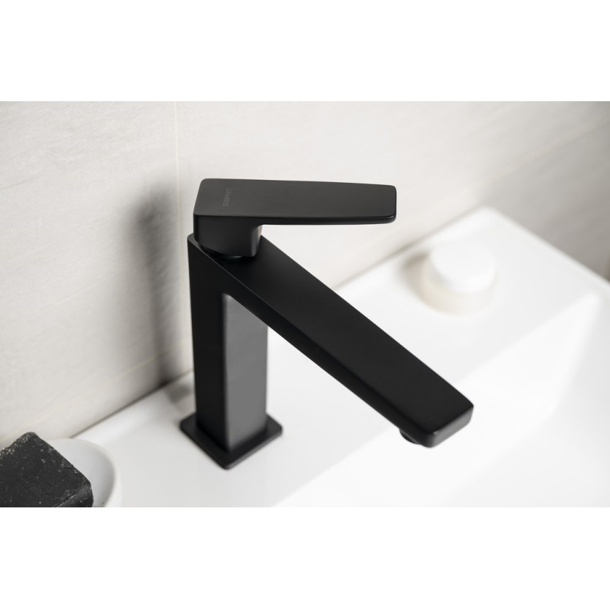 Sapho - Grifo de lavabo TURSI de 19 cm, negro mate