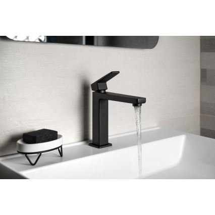 Sapho - Grifo de lavabo TURSI de 19 cm, negro mate