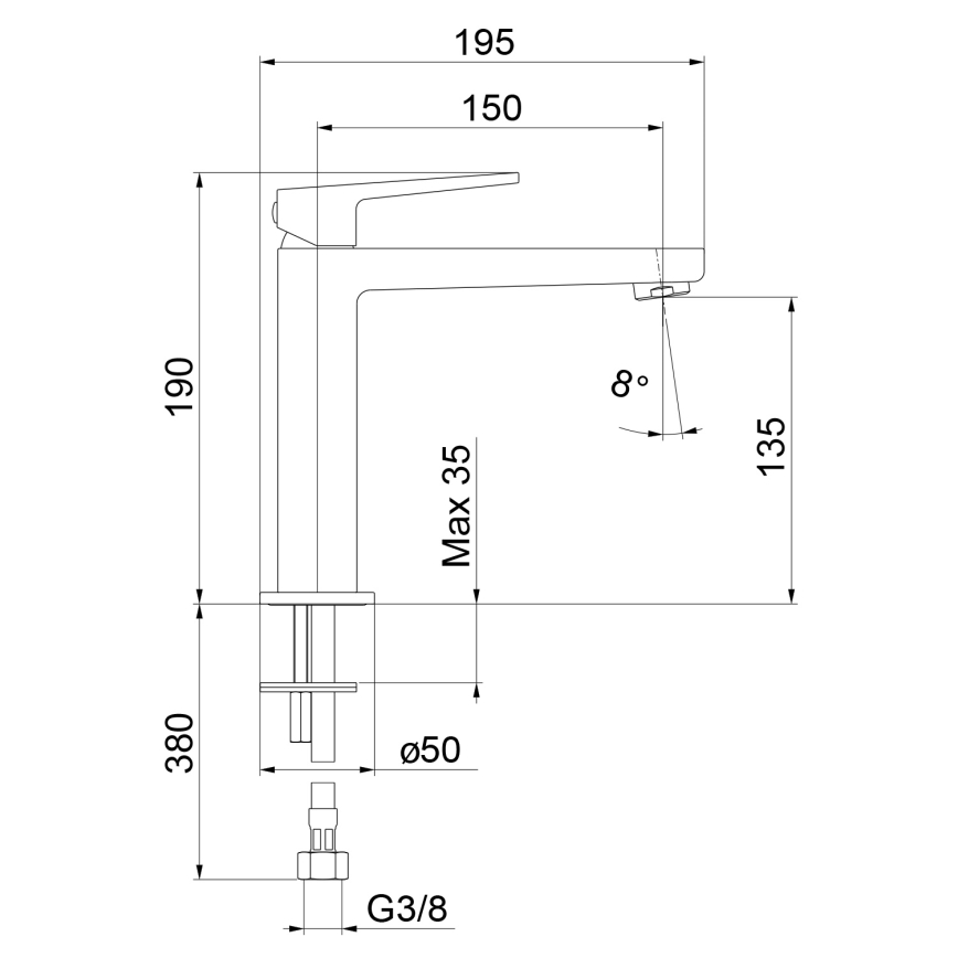 Sapho - Grifo de lavabo TURSI de 19 cm, negro mate