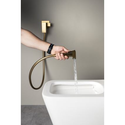 Sapho - Grifo de bidé con ducha para instalación empotrada CUBEMIX oro mate
